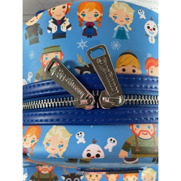 Loungefly Disney Frozen Chibi Mini Backpack Elsa Anna Olaf Blue Bag NEW - Picture 3 of 12